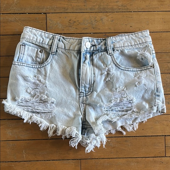 Forever 21 Pants - EUC Distressed Light Blue Denim Shorts